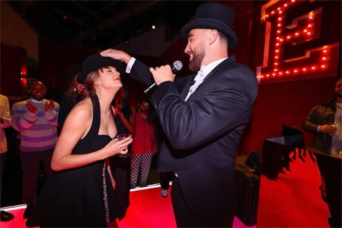 Travis Kelce surprises Taylor Swift with ’22 Hat’ at her epic birthday bash