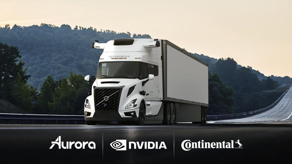 Aurora, Continental, And NVIDIA Partner To Scale Up Driverless Trucks