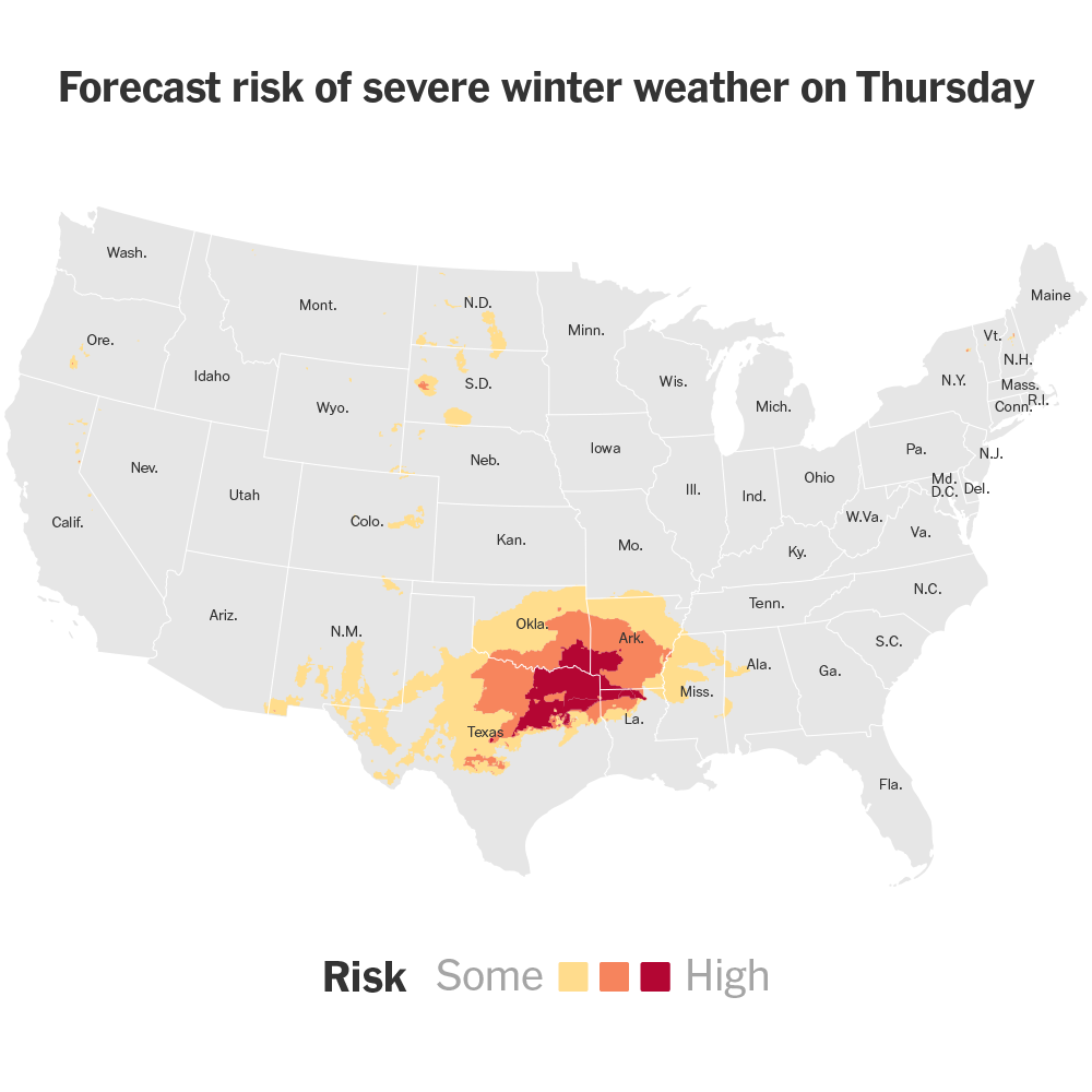 Winter Storm Forecast to Bring Snow and Ice to Texas